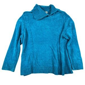 Vintage Designers Originals Teal Chenille Quarter Zip Pullover Sweater 3X 90sY2K